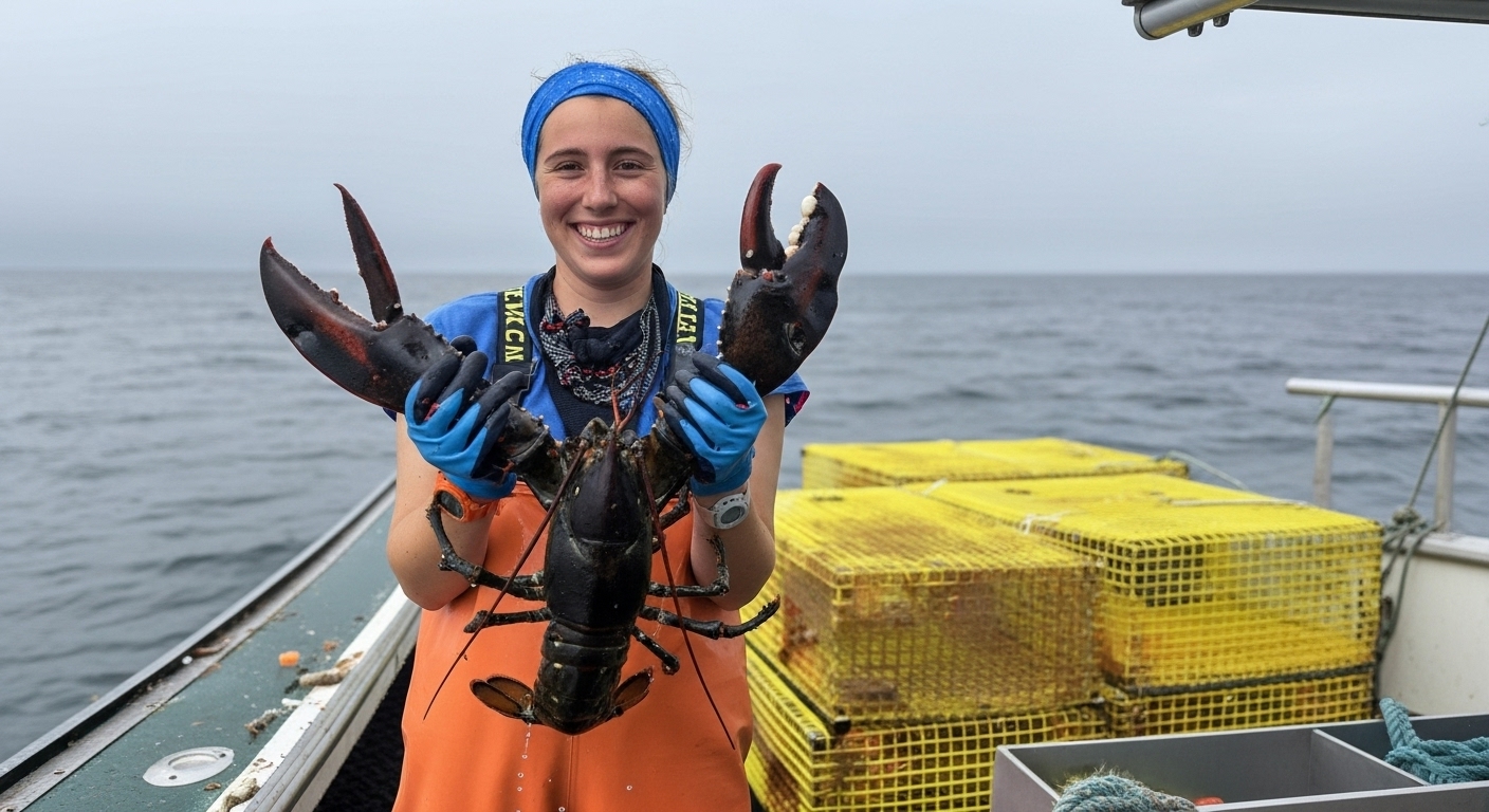 Guests hauling a lobster pot with crew guidance