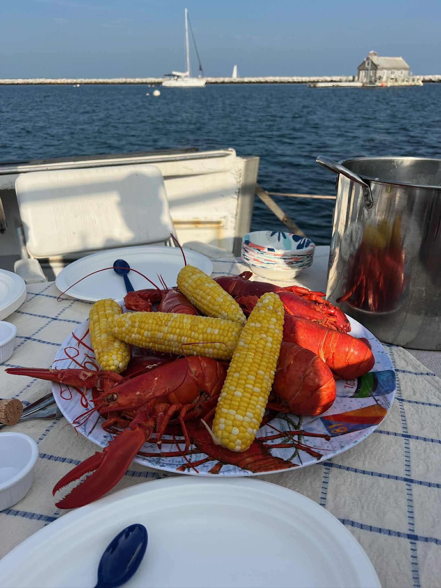 Chowder and local shellfish on the table